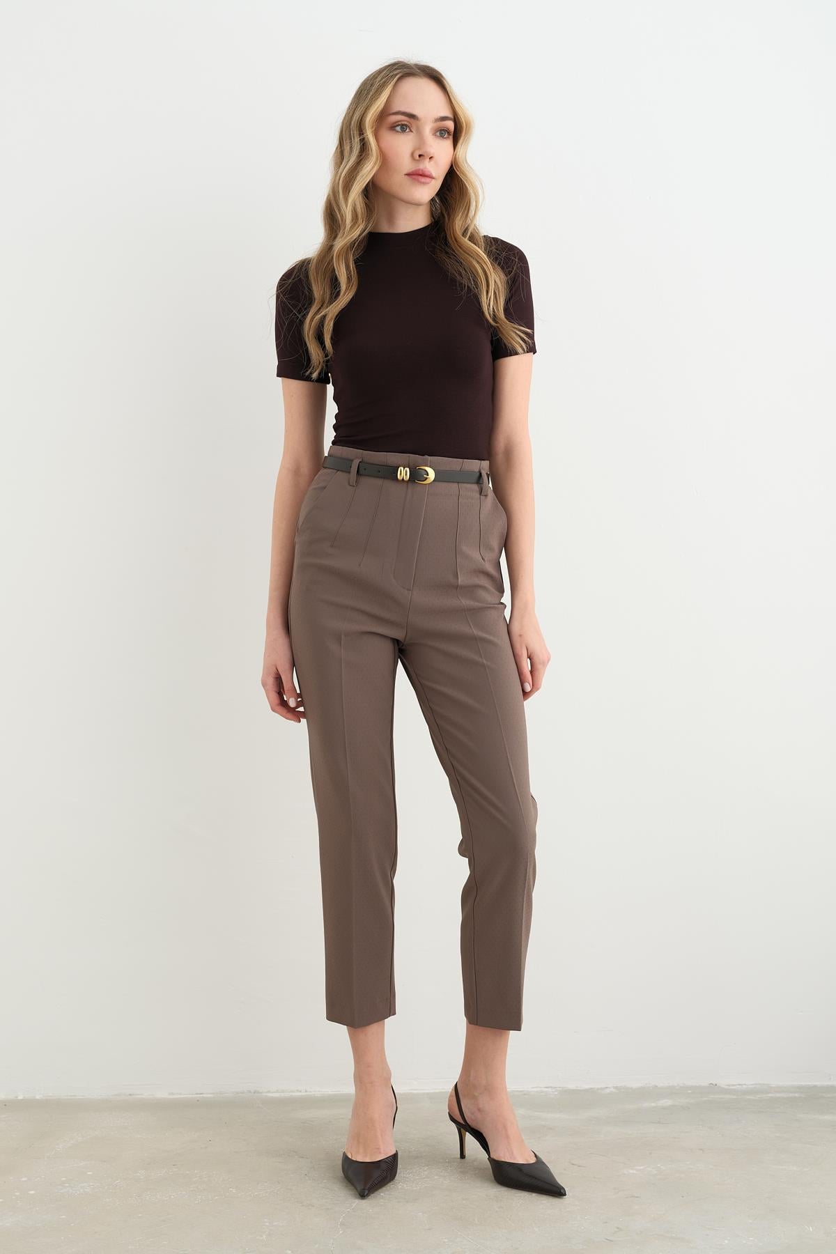 71614 KEMERLI YUKSEK BEL PANTOLON