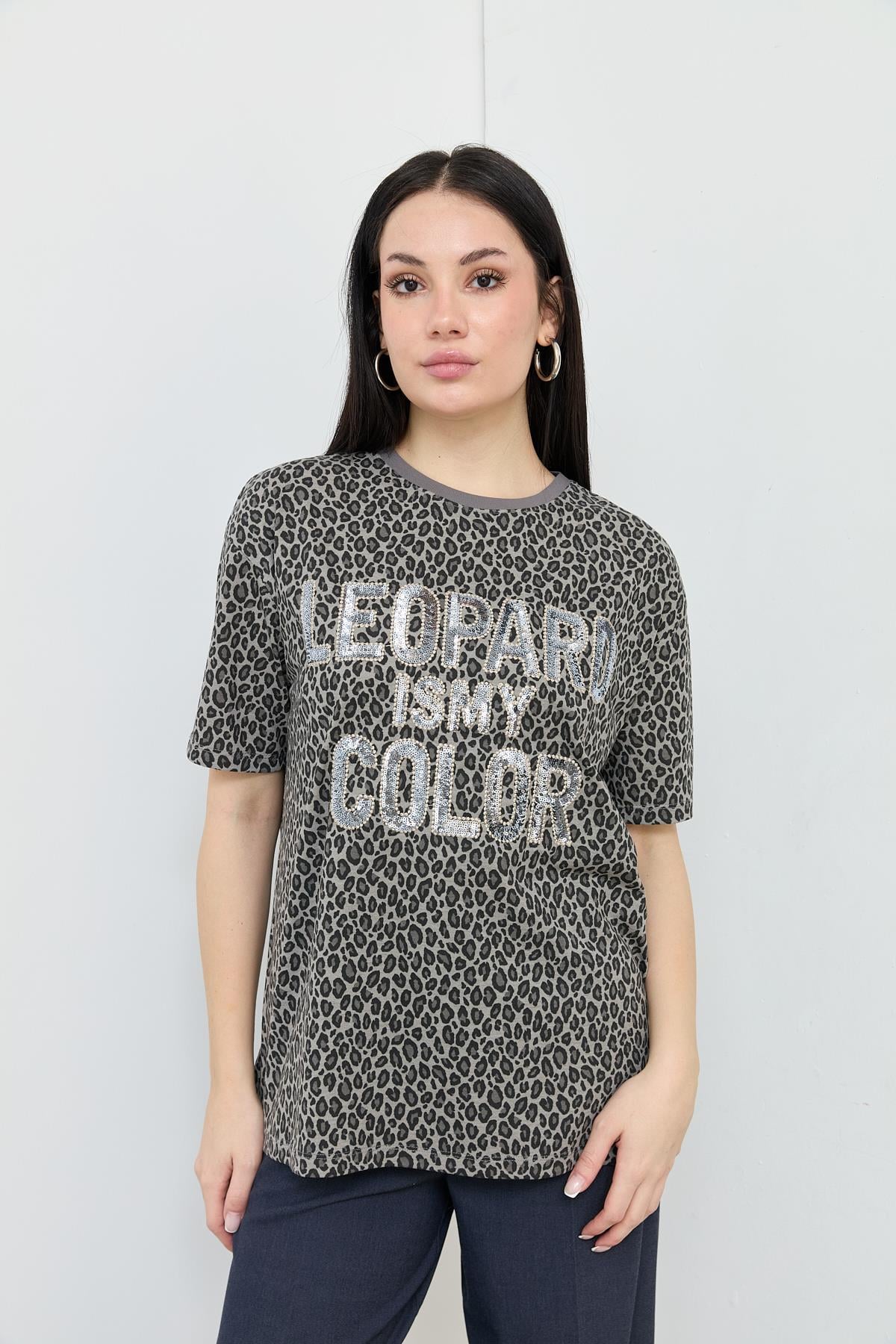 7191 LEOPAR IS MY COLOR YAZILI TSHIRT