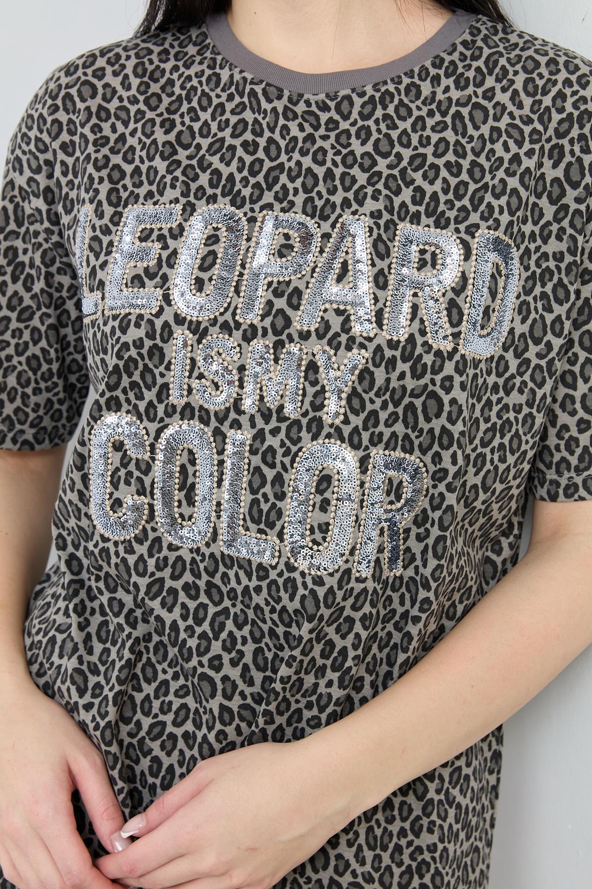 7191 LEOPAR IS MY COLOR YAZILI TSHIRT