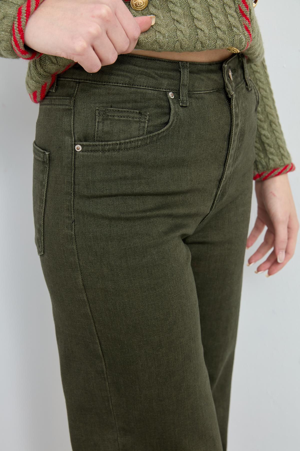 773 HAKI BROWN WIDW LEG PANTOLON