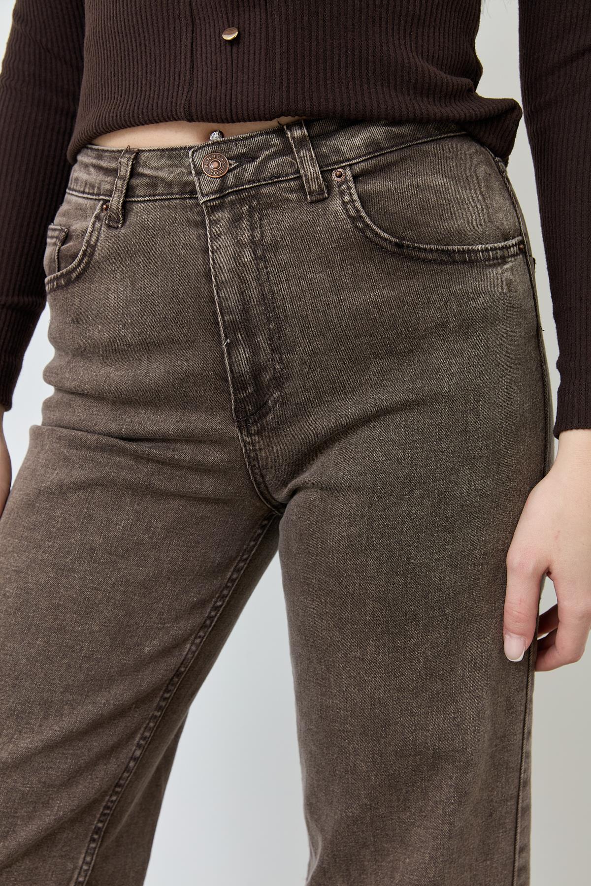 773 HAKI BROWN WIDW LEG PANTOLON
