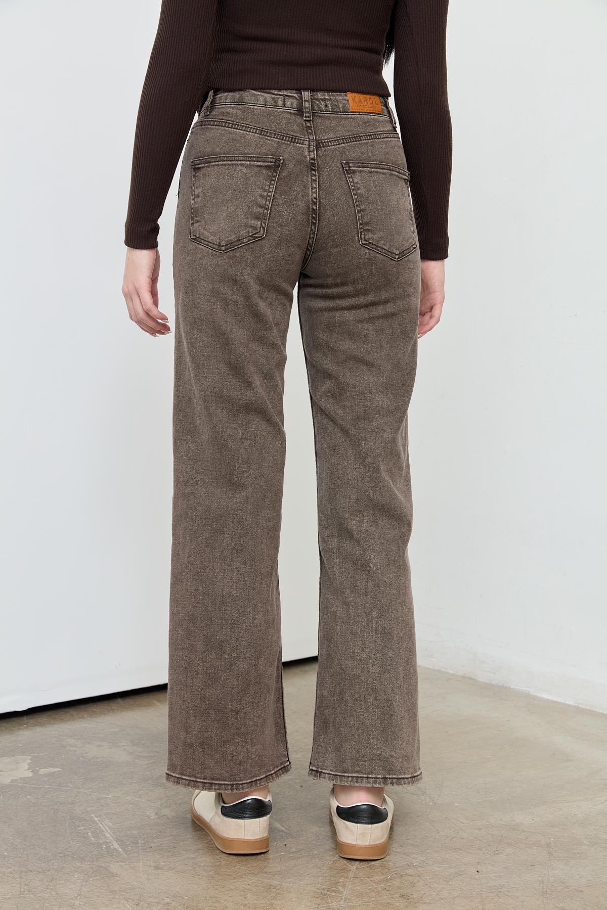 773 HAKI BROWN WIDW LEG PANTOLON