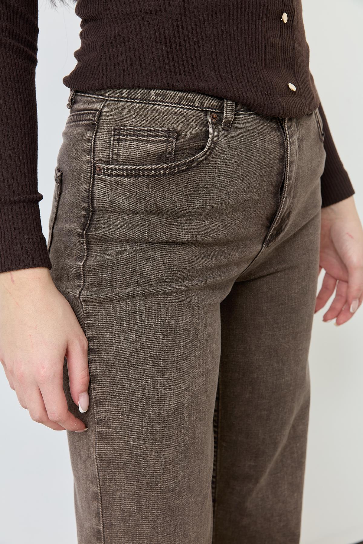 773 HAKI BROWN WIDW LEG PANTOLON