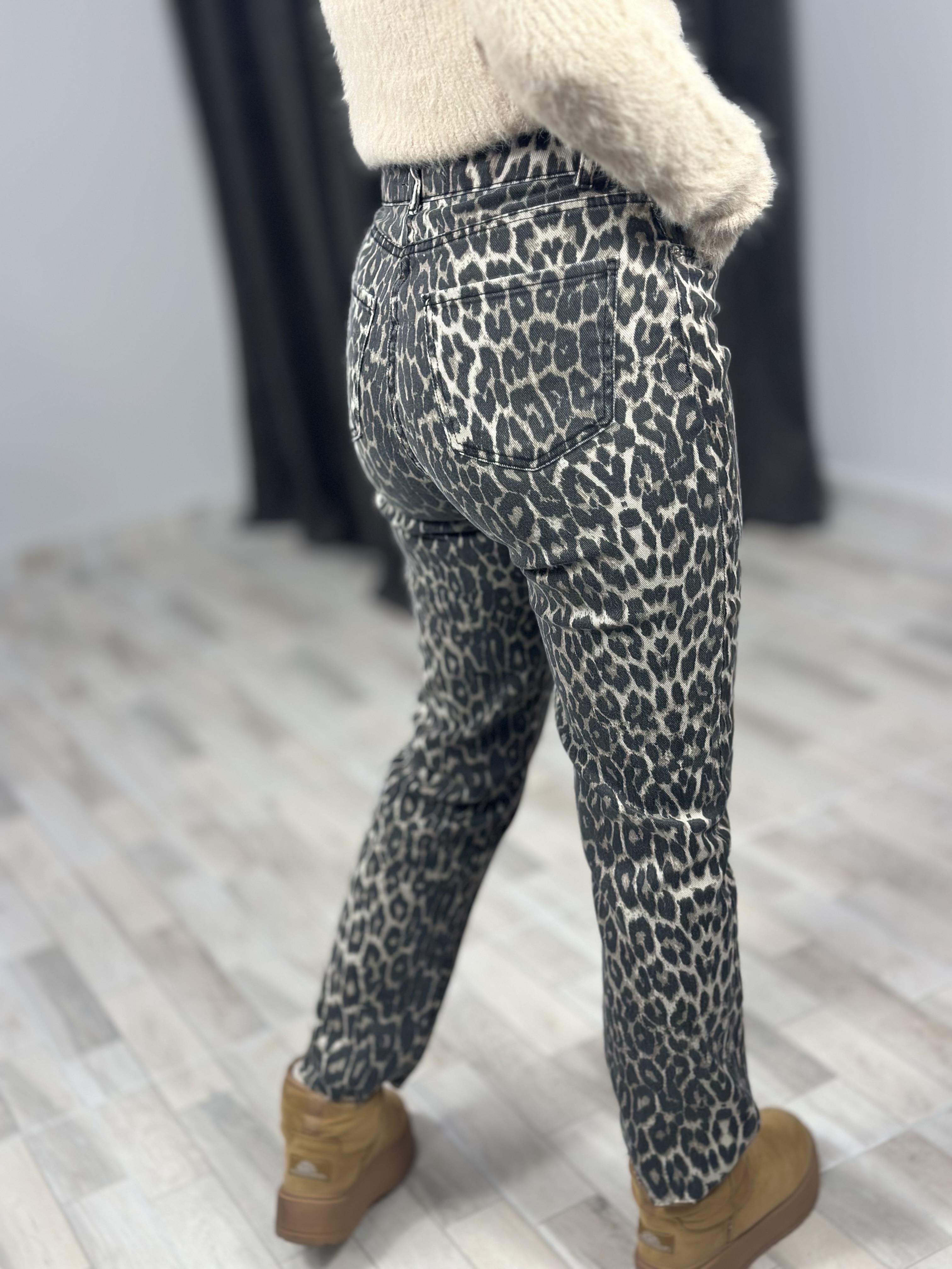 80121 LEOPAR DESEN KOT PANTOLON