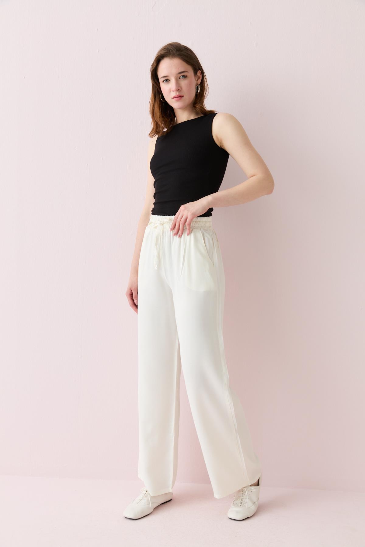 806 DUZ SATEN PANTOLON