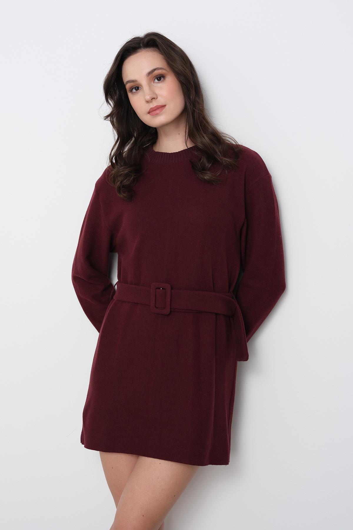 91335 KEMERLI YUMUSAK ELBISE