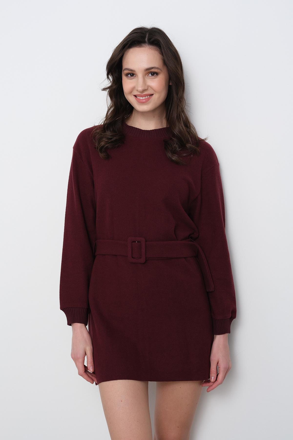 91335 KEMERLI YUMUSAK ELBISE