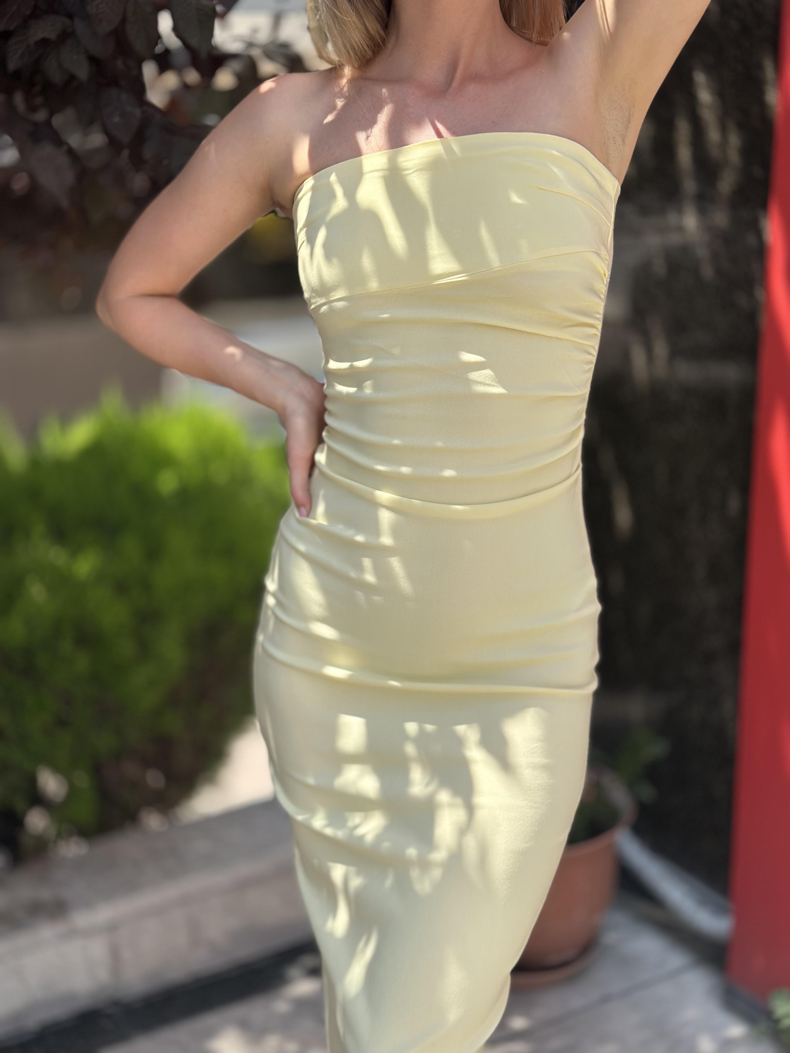 91368 STRAPLEZ MIDI ELBISE