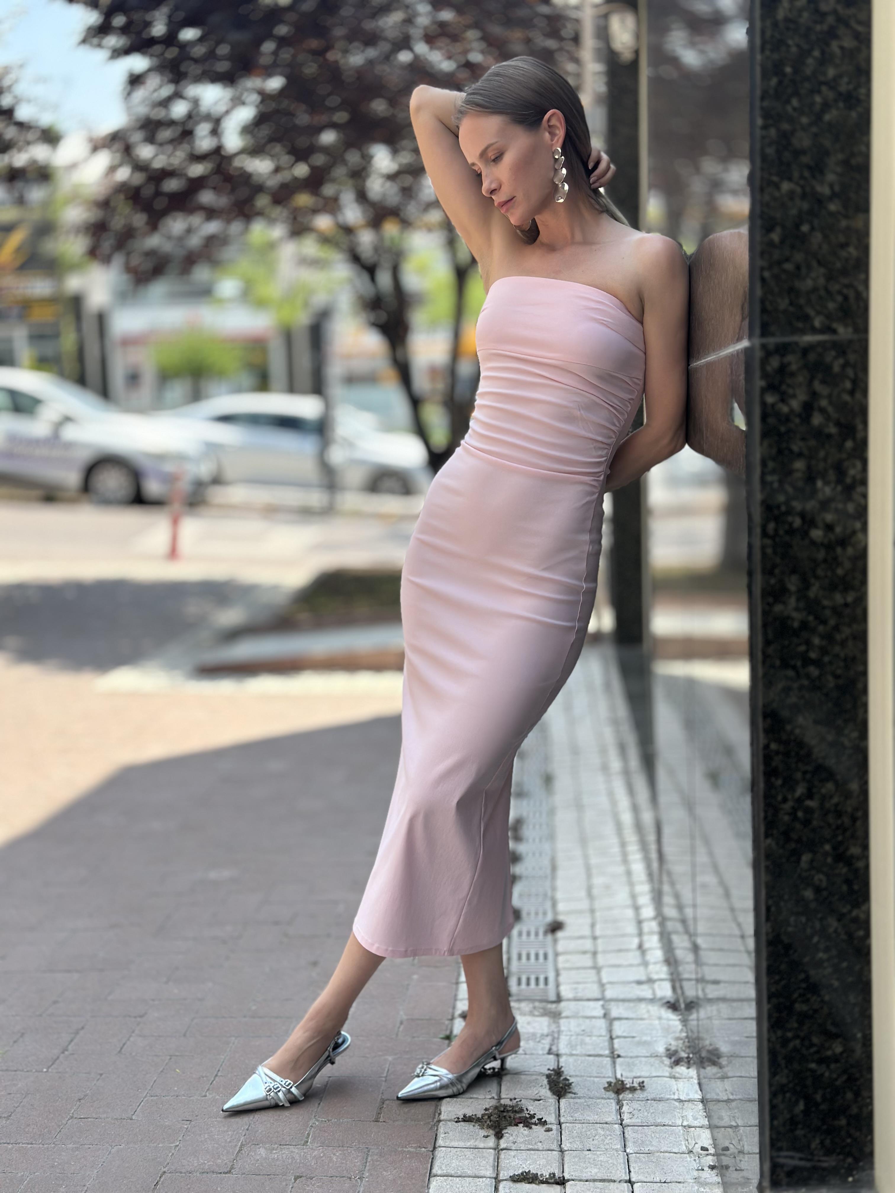 91368 STRAPLEZ MIDI ELBISE