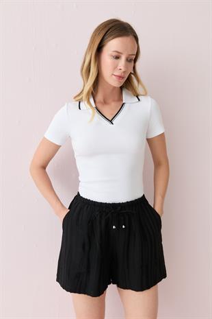 00589 KENDINDEN DESENLI BELI LASTIKLI SORT