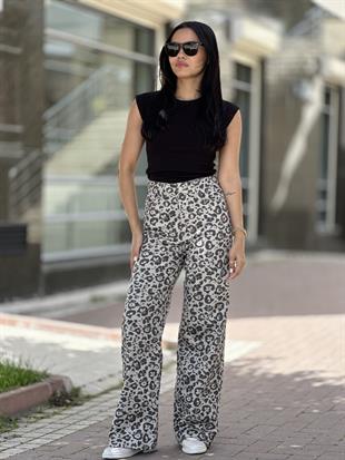 0090 PALAZZO LEOPAR PANTOLON