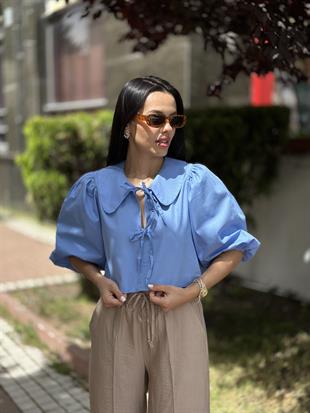 0107 BEBE YAKA CIFT BAGLAMALI GOMLEK