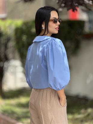 0107 BEBE YAKA CIFT BAGLAMALI GOMLEK