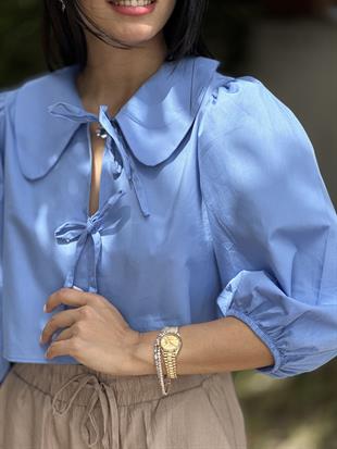 0107 BEBE YAKA CIFT BAGLAMALI GOMLEK