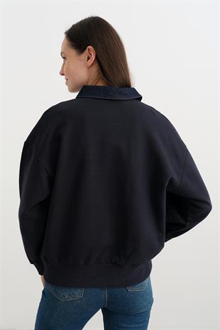 0178 DENIM YAKA TASARIM SWEAT