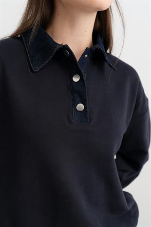 0178 DENIM YAKA TASARIM SWEAT