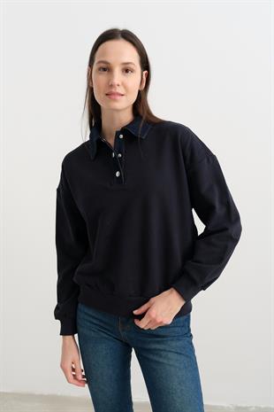 0178 DENIM YAKA TASARIM SWEAT