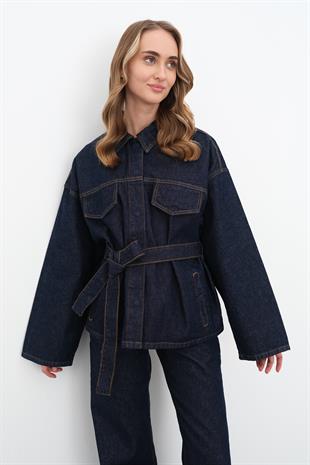 0274 PATLI YAKA DENIM GOMLEK