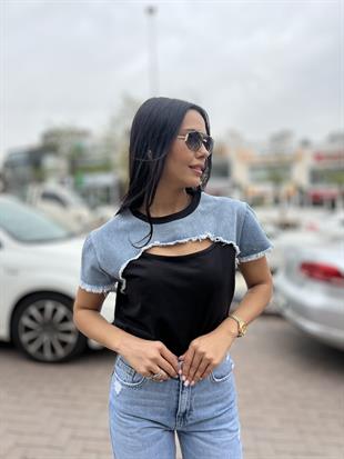 028 KOT VE DEKOLTE DETAYLI TSHIRT