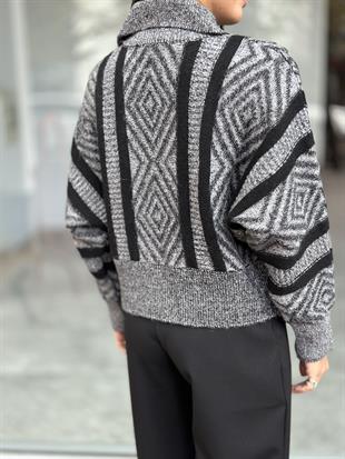 10466 POLO YAKA DESENLI MULINE KAZAK