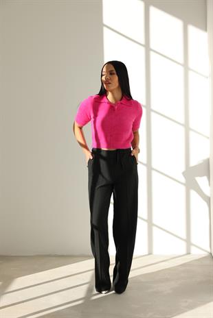 10475 POLO YAKA DUGMELI CROP KAZAK