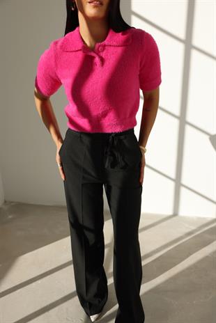10475 POLO YAKA DUGMELI CROP KAZAK