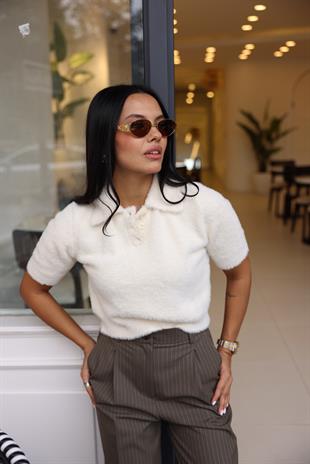 10475 POLO YAKA DUGMELI CROP KAZAK