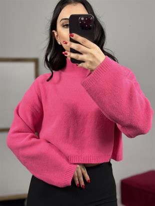 10483 YUMUSAK DOKULU DIK YAKA CROP KAZAK