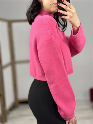 10483 YUMUSAK DOKULU DIK YAKA CROP KAZAK