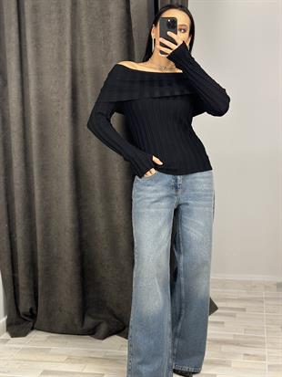 10517 BARDOT YAKA FITILLI TRIKO KAZAK