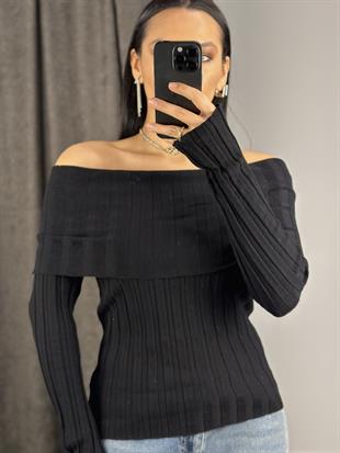 10517 BARDOT YAKA FITILLI TRIKO KAZAK