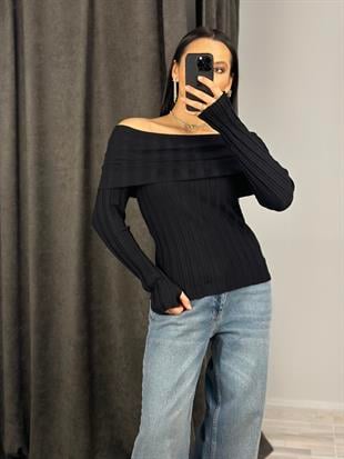 10517 BARDOT YAKA FITILLI TRIKO KAZAK