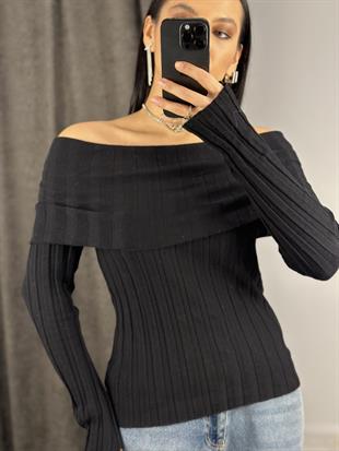 10517 BARDOT YAKA FITILLI TRIKO KAZAK