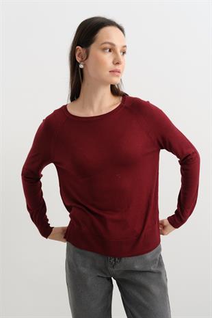 10536 BISIKLET YAKA BASIC INCE TRIKO KAZAK