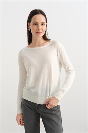 10536 BISIKLET YAKA BASIC INCE TRIKO KAZAK