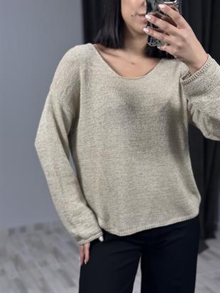 10547 OVAL YAKA YUMUSAK DOKLU TRIKO KAZAK