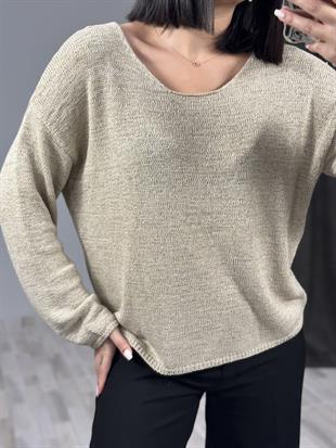 10547 OVAL YAKA YUMUSAK DOKLU TRIKO KAZAK