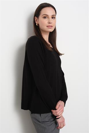 10557 BISIKLET YAKA SIMLI BASIC INCE TRIKO KAZAK