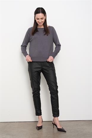 10557 BISIKLET YAKA SIMLI BASIC INCE TRIKO KAZAK