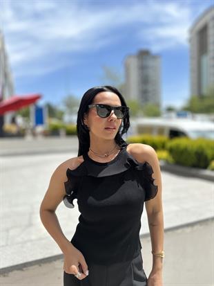 10579 FITILLI FIRFIR KUMAS DETAYLI TRIKO BLUZ