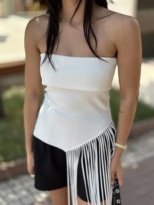 10586 STRAPLEZ VEREV PUSKULLU TRIKO TOP