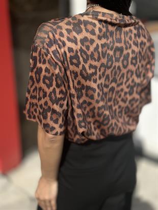 10616 BISILET YAKA LEOPAR BASKILI TRIKO