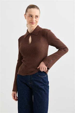 10637 POLO YAKA DUGMELI FITILLI TRIKO KAZAK