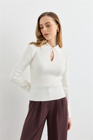 10637 POLO YAKA DUGMELI FITILLI TRIKO KAZAK