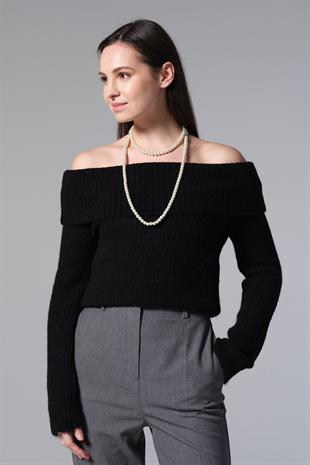 10649 BARDOT YAKA FITILLI TRIKO KAZAK