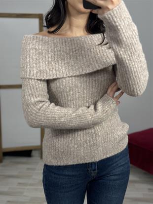 10649 BARDOT YAKA FITILLI TRIKO KAZAK