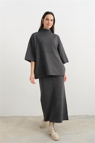 10665 DIK YAKA OVERSIZE TRIKO KAZAK