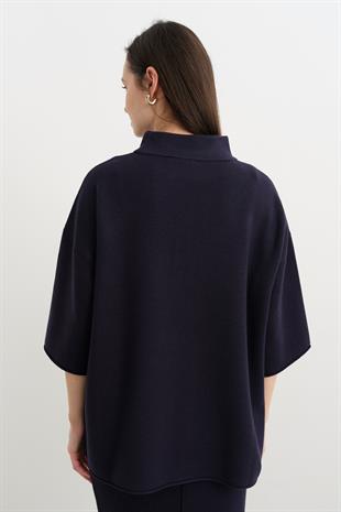 10665 DIK YAKA OVERSIZE TRIKO KAZAK