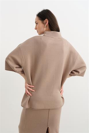10665 DIK YAKA OVERSIZE TRIKO KAZAK