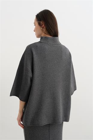 10665 DIK YAKA OVERSIZE TRIKO KAZAK